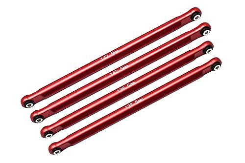 GPM Racing Losi 1/8 LMT 4WD Solid Axle Monster Truck LOS04022 Upgrade Parts Aluminium Front Or Rear Upper & Lower Chassis Links Parts Tree - 4Pc Set Red