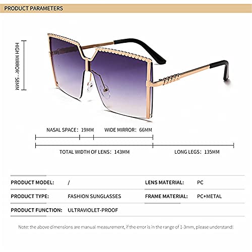 GPYONCT Gafas de Sol rectangulares sin Montura de Colores degradados 2021, Gafas sin Marco teñidas, Gafas de Sol Transparentes Vintage para Exteriores a Prueba de Viento para Mujer (Gradient Gray)