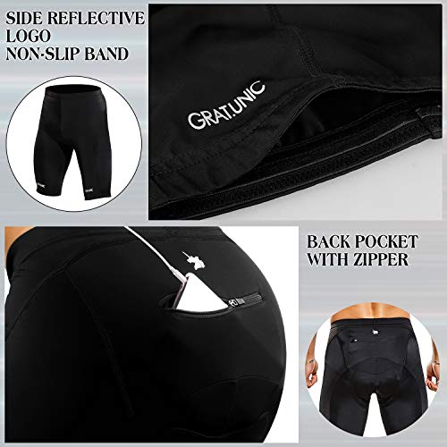 GRAT.UNIC Pantalones Cortos de Bicicleta,Shorts de Ciclismo,9D Padded Shorts,Gel de Silicona,Biker Shorts, Medio Pantalones para Bicicleta de Carretera (Negro, XXL)