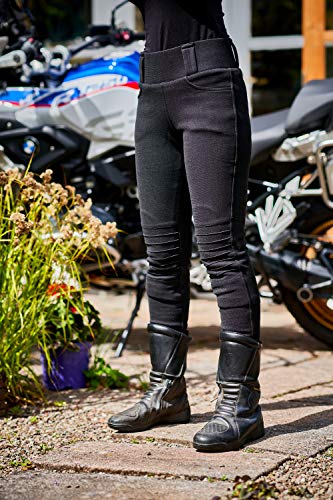GREAT BIKERS GEAR - Motocicleta moto super leggings pantalones damas Kevlar forrado protección motocicleta mujeres polainas con armadura CE extraíble, (pierna corta), Black-design, 3XL