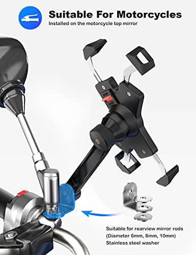 Grefay Soporte para Teléfono Móvil para Motocicleta Inteligente de Acero Inoxidable para Motocicleta Espejo Retrovisor Giratorio de 360 ° para Teléfono Inteligente de 4.0-7.0 pulgadas