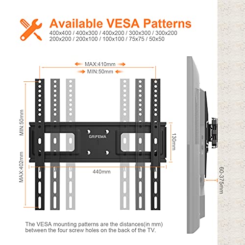 GRIFEMA GB1004 -1 Soporte TV Pared Articulado Inclinable y Giratorio para TV 26-55", Carga hasta 35kg, MAX VESA 400x400mm, con Cable HDMI