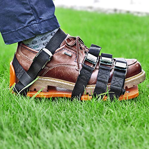 GRÜNTEK Zapatos Aerador de Cesped: sandalias con 4 correas ajustables y clavos en acero