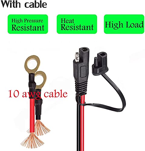 GTIWUNG 2PCS Cable de Conexión SAE, 10AWG SAE Conectores 100cm/3.3FT, Conexión SAE Alargador, con Terminal de Anillo, Rápida Conexión y Desconexión, con Fusible de 10A /15A