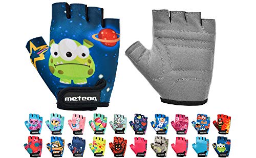 Guantes Bicicleta MTB BMX Ciclismo Montaña Carretera Fitness Gimnasio Bici Escalada Senderismo y Otros Deportes Guantes Deportivos Sin Dedos para Mujer y Hombre (JR S ~ 6,5-7cm, Cosmic)