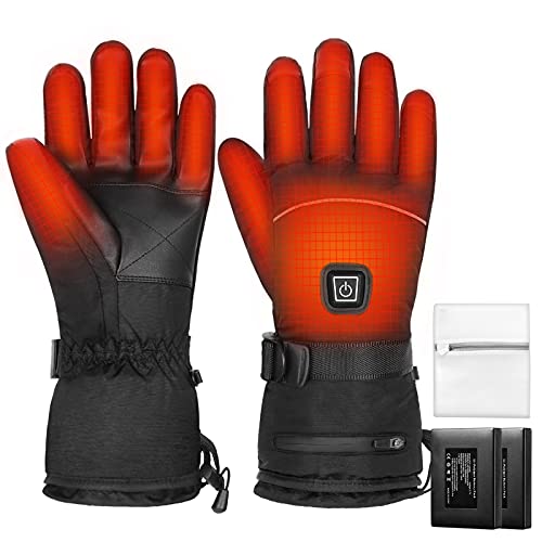 Guantes Calefactables, batería Recargable de 3.7V 4000mAh, 3 Niveles de Calentamiento,Guantes Calefactores eléctricos Impermeables con Pantalla táctil para Mujeres y Hombres, para Moto esquí(L)