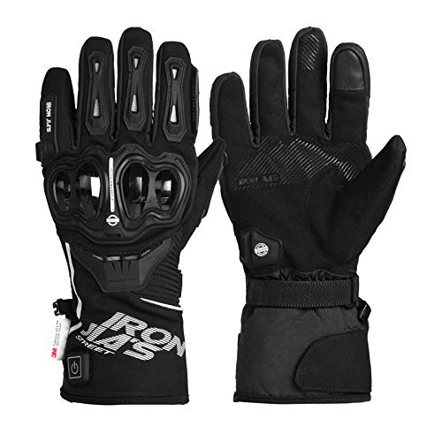 Guantes Calefactables Moto Invierno 12V Recargable Batería Pantalla táctil Guantes de conducción Abrigados con Controlador de Temperatura Impermeable Guantes de Moto para Caminar Acampar Montar