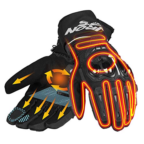 Guantes Calefactables Moto Invierno 12V Recargable Batería Pantalla táctil Guantes de conducción Abrigados con Controlador de Temperatura Impermeable Guantes de Moto para Caminar Acampar Montar