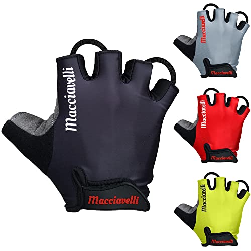 Guantes de Ciclismo, Guantes MTB de Medio Dedo, Adecuado para Bicicleta de Carretera y de Montaña, Guantes Bici para Hombres y Mujeres (Negro)