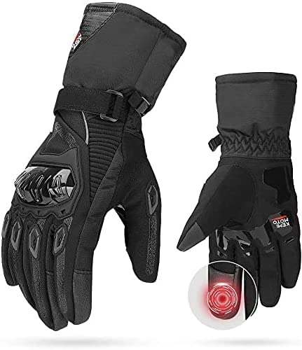 Guantes Moto 2KP Homologados para Invierno, Guantes Impermeables de Moto con Pantalla Táctil, Guantes Protectores de Motociclismo de Dedo Completo para Invierno