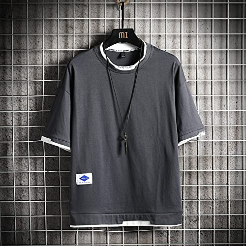 GURUNVANI Camiseta de los hombres Harajuku Streetwear Camiseta de los hombres Camiseta de manga corta Hip Hop Camiseta, 803gris2, L/3XL