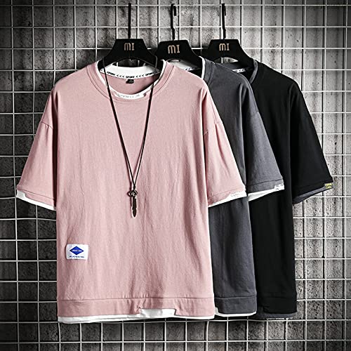 GURUNVANI Camiseta de los hombres Harajuku Streetwear Camiseta de los hombres Camiseta de manga corta Hip Hop Camiseta, 803gris2, L/3XL