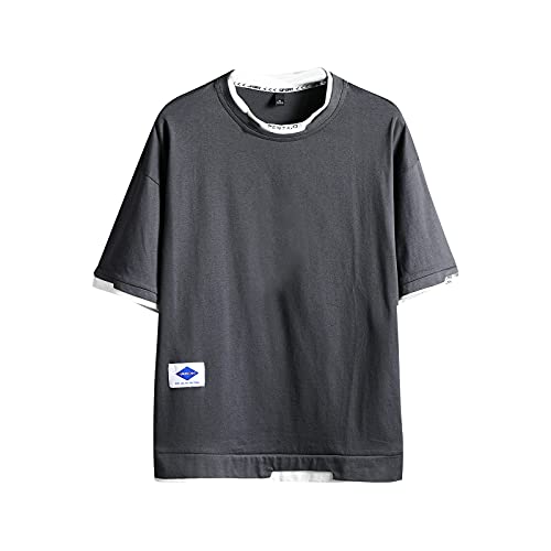 GURUNVANI Camiseta de los hombres Harajuku Streetwear Camiseta de los hombres Camiseta de manga corta Hip Hop Camiseta, 803gris2, L/3XL