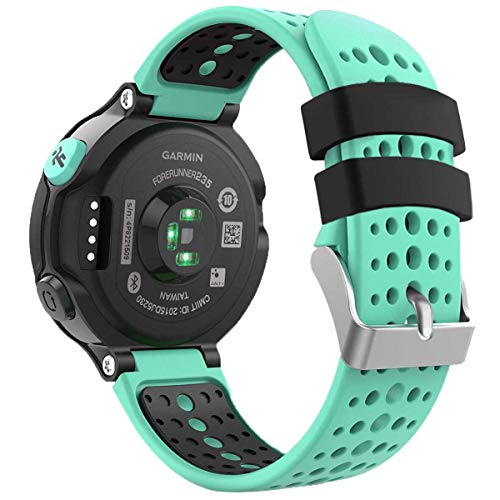 GVangel Correa Compatible con Garmin Forerunner 235, Correa de Repuesto de Silicona Suave para Reloj Inteligente 220/230/235/620/630/735XT/235 Lite para Mujeres y Hombres (Verde Menta-Negro)