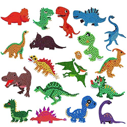 Gxhong Animales Diamantes Stickers Dinosaurio Diamond Painting para Niños DIY 5D Diamante Stickers Kit de Pintura para Coche, Bicicleta, Equipaje, Portátil, Dormitorio, Funda Viaje