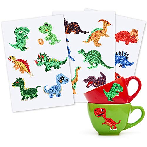 Gxhong Animales Diamantes Stickers Dinosaurio Diamond Painting para Niños DIY 5D Diamante Stickers Kit de Pintura para Coche, Bicicleta, Equipaje, Portátil, Dormitorio, Funda Viaje