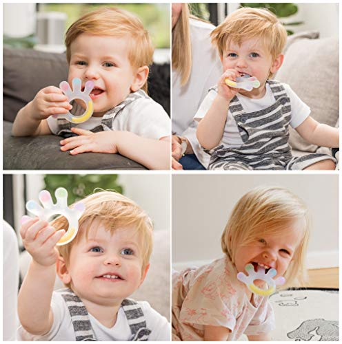 Haakaa Juguetes Dentición Mordedores de Bebé 3+ Meses Mordedor Bebes Refrigerante 100% de Silicona BPA-Gratis, Apariencia Palma de Colores