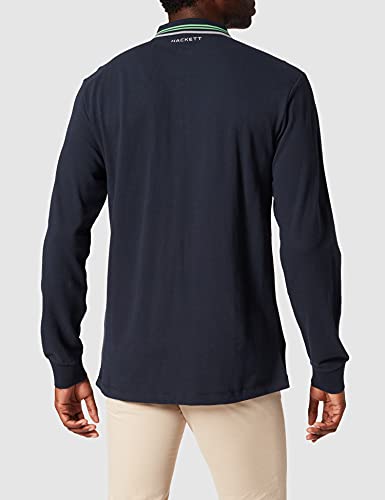 Hackett London Amr Jacq Tipped LS Polo, Azul Marino, M para Hombre