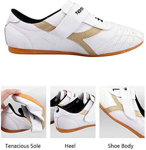 HaoLin Zapatos De Taekwondo Entrenadores Ligeros De Artes Marciales Zapatos para Hombres Mujeres Niños Adultos Zapatos De Karate De Boxeo Velcro De Cuero,C-35