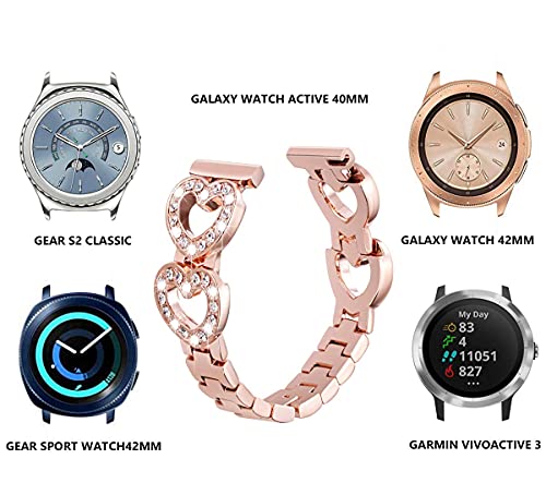 HAOLIRA 20mm Recambio Correa Compatible con Samsung Galaxy Watch Active 2 40mm 44mm/ Galaxy Watch 42mm/ Galaxy Watch 3 41mm Pulsera de Acero Inoxidable para Gear S2 Classic/ Gear Sport