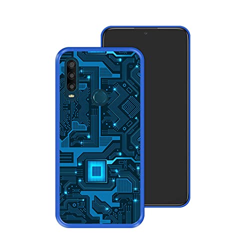 Hapdey Funda Azul para [ Alcatel 1SE 2020 ] diseño [ Placa de Circuito eléctrico ] Carcasa Silicona Flexible TPU