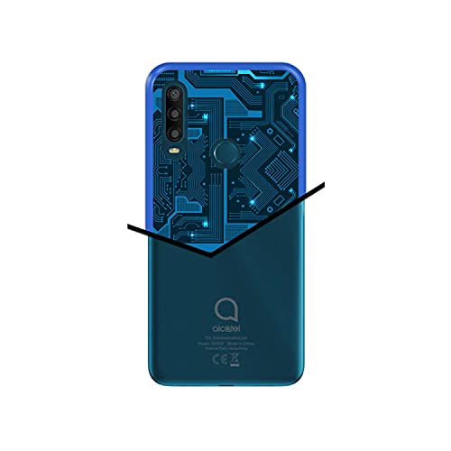 Hapdey Funda Azul para [ Alcatel 1SE 2020 ] diseño [ Placa de Circuito eléctrico ] Carcasa Silicona Flexible TPU