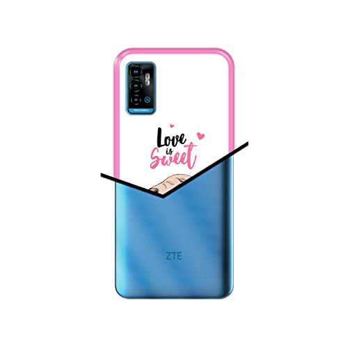 Hapdey Funda Rosa para [ ZTE Blade A71 ] diseño [ Adorable Cachorro Pug con una rosquilla Rosada ] Carcasa Silicona Flexible TPU