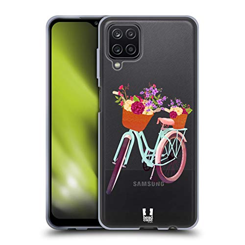 Head Case Designs Bicicleta Ruedas Y Floral Carcasa de Gel de Silicona Compatible con Samsung Galaxy A12 (2020)