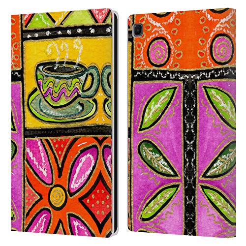 Head Case Designs Licenciado Oficialmente Wyanne Café Feliz y Flores Naturaleza Carcasa de Cuero Tipo Libro Compatible con Samsung Galaxy Tab S6 Lite