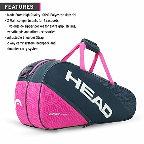 Head Elite 6R Combi Bolsa de Tenis, Adultos Unisex, Antracita/Fucsia