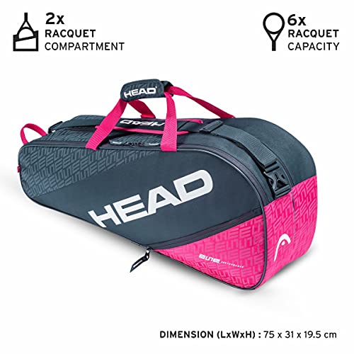 Head Elite 6R Combi Bolsa de Tenis, Adultos Unisex, Antracita/Fucsia