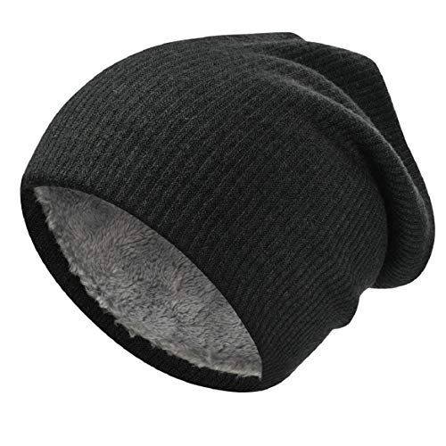 heekpek Bufanda de punto unisex Bufanda de abrigo de invierno con cuello grueso y bufanda para mujer y hombre Bufanda de cuello(Negro)