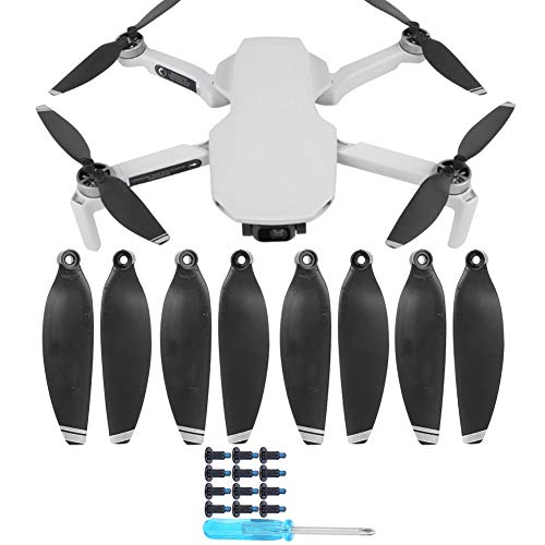 Hélices de Cuchillas para Drones RC, Accesorio de ala de Helicóptero Apto para Mini Accesorio Mavic(Negro con Borde Plateado)