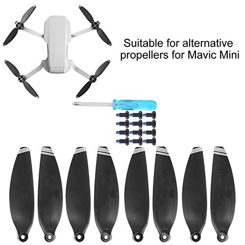 Hélices de Cuchillas para Drones RC, Accesorio de ala de Helicóptero Apto para Mini Accesorio Mavic(Negro con Borde Plateado)