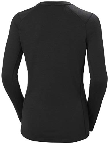 Helly Hansen W Lifa Merino Midweight Crew Camiseta Manga Larga, Mujer, Black, S