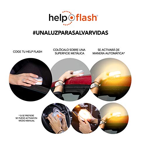 Help Flash 2.0 - Luz de emergencia autónoma - Señal V16 de preseñalización de peligro homologada, autorizada por la DGT