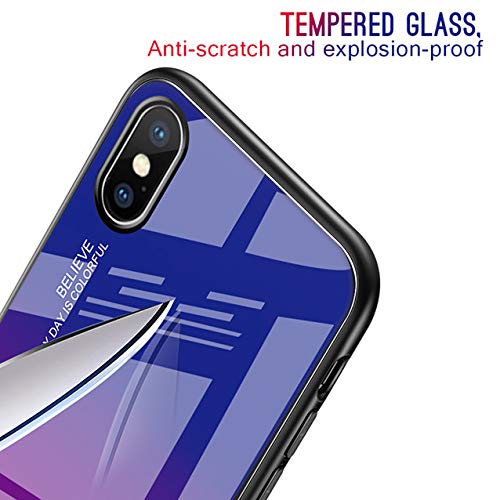 Hexcbay Funda iPhone X/XR, Estuche para teléfono de Vidrio Templado 9H con Doble Respaldo,Estuche Protector a Prueba rayones con Protector de TPU para iPhone XS MAX (iPhone XR, Negro Rojo)