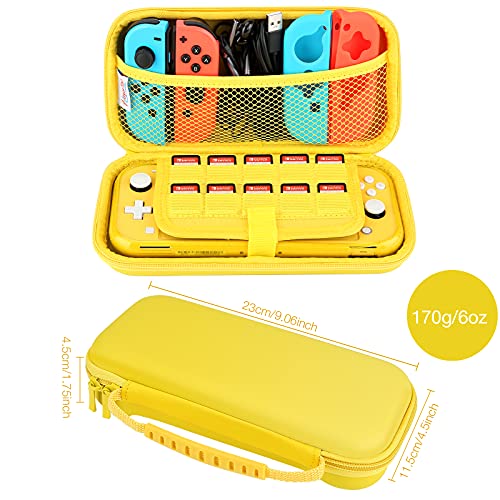 HEYSTOP Funda para Nintendo Switch Lite con Carcasa Switch Lite + Protector de Pantalla + Funda Tarjeta de Juegos + Tapas de Agarre para el Pulgar - Amarillo