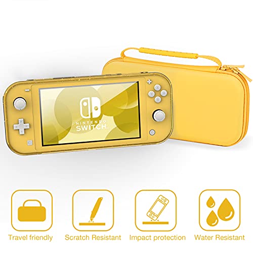 HEYSTOP Funda para Nintendo Switch Lite con Carcasa Switch Lite + Protector de Pantalla + Funda Tarjeta de Juegos + Tapas de Agarre para el Pulgar - Amarillo