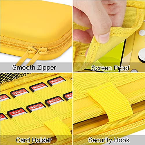 HEYSTOP Funda para Nintendo Switch Lite con Carcasa Switch Lite + Protector de Pantalla + Funda Tarjeta de Juegos + Tapas de Agarre para el Pulgar - Amarillo