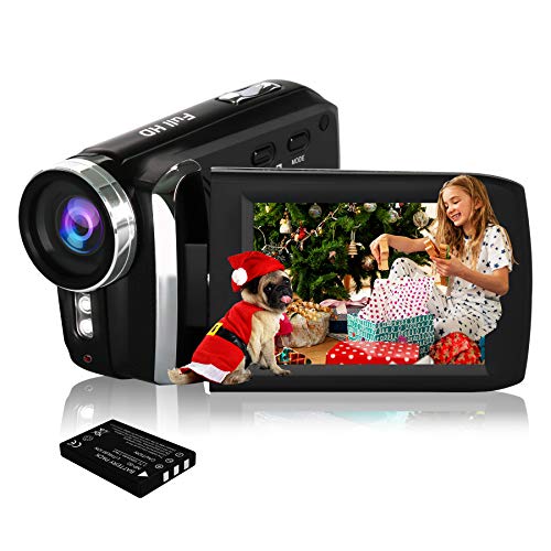 HG8250 Videocámara digital FHD 1080P 24MP 270 grados con pantalla giratoria Cámara de video para niños/Adolescentes/Estudiantes/Principiantes/Los Ancianos Regalo de Navidad