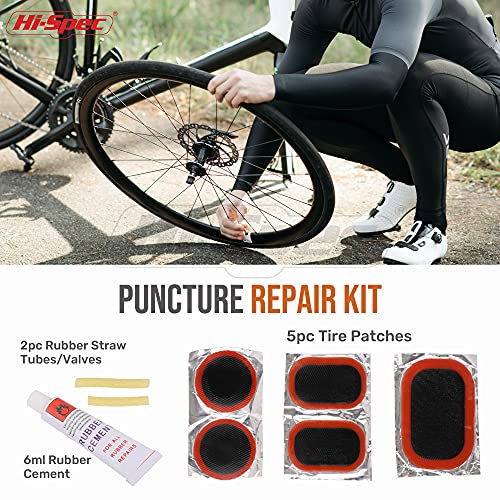 Hi-Spec Juego de Herramientas de Bicicleta 28 Piezas con Mini Bomba Extensible, Herramienta Multifunción 15 en 1 con Llaves Hexagonales, Dados Intercambiables y Destornilladores