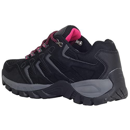 HI-TEC TORCA Low Women, Botas montaña Mujer, Botas Senderismo Mujer,Calzado Trekking Membrana Impermeable y Transpirable Dri-Tec® (Black/Fuchsia Purple, Numeric_38)