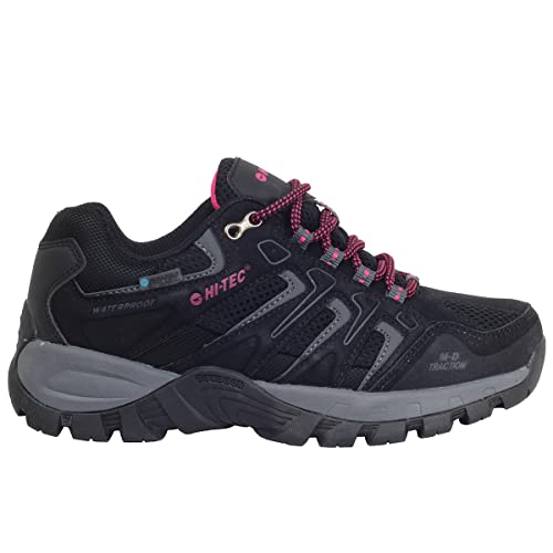 HI-TEC TORCA Low Women, Botas montaña Mujer, Botas Senderismo Mujer,Calzado Trekking Membrana Impermeable y Transpirable Dri-Tec® (Black/Fuchsia Purple, Numeric_38)