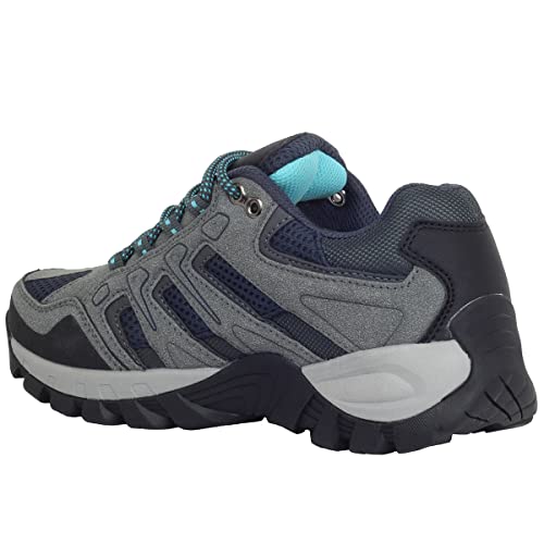 HI-TEC TORCA Low Women, Botas montaña Mujer, Botas Senderismo Mujer,Calzado Trekking Membrana Impermeable y Transpirable Dri-Tec® (Grey/Navy/Blue, Numeric_41)