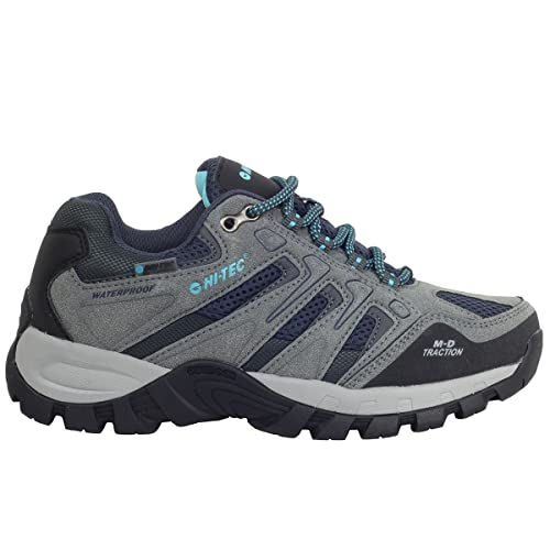 HI-TEC TORCA Low Women, Botas montaña Mujer, Botas Senderismo Mujer,Calzado Trekking Membrana Impermeable y Transpirable Dri-Tec® (Grey/Navy/Blue, Numeric_41)