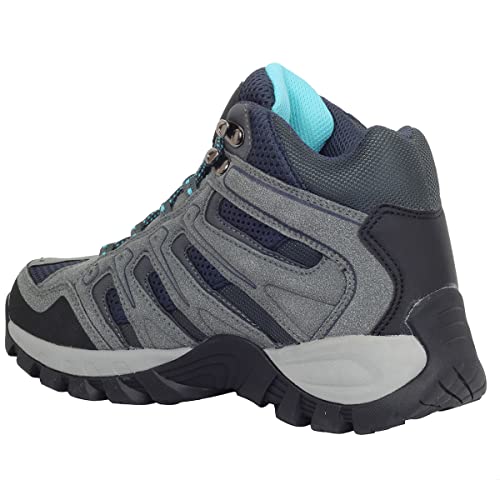 HI-TEC TORCA MID Women,botas senderismo mujer, botas montaña mujer impermeable,calzado trekking con Membrana impermeable y transpirable Dri-Tec® (Grey/Navy/Blue, numeric_37)