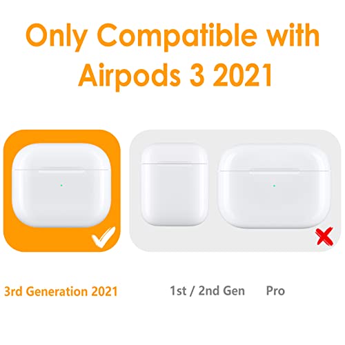 Hianjoo Funda Compatible con AirPods 3, Estuche Fundas TPU Bolsa Protectora Carcasa con Mosquetón y Pegatinas Decorativas, [Mejorar][Extra protección] - Rosado