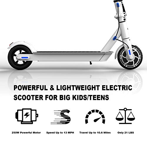 Hiboy Patinete Eléctrico S2 Lite - Neumáticos sólidos de 6.5" - hasta 16 KM de Largo Alcance y 21 KM/H Scooter portátil Plegable para niños Adultos con Doble Sistema de frenado (Blanco)