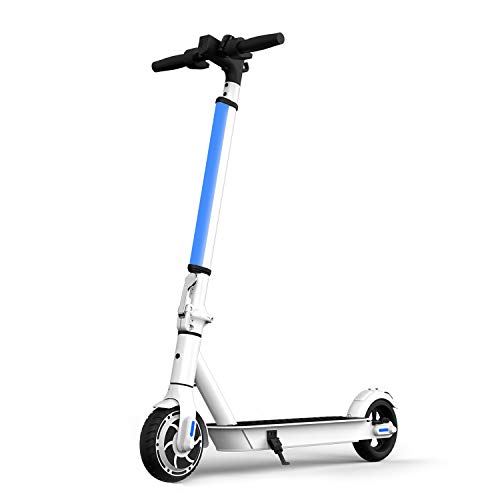 Hiboy Patinete Eléctrico S2 Lite - Neumáticos sólidos de 6.5" - hasta 16 KM de Largo Alcance y 21 KM/H Scooter portátil Plegable para niños Adultos con Doble Sistema de frenado (Blanco)